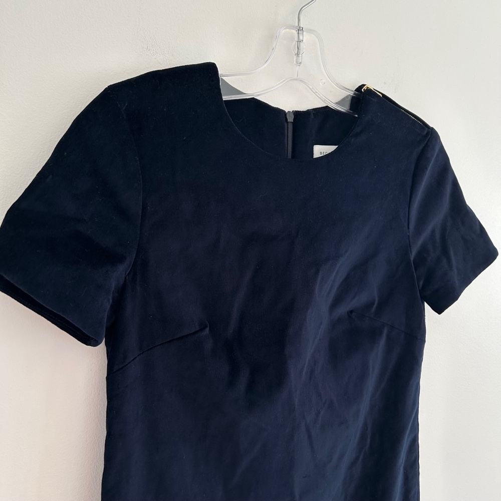 BEC + BRIDGE Velvet Mini Dress Navy Blue Size 2 Short Sleeve - Picture 2 of 11